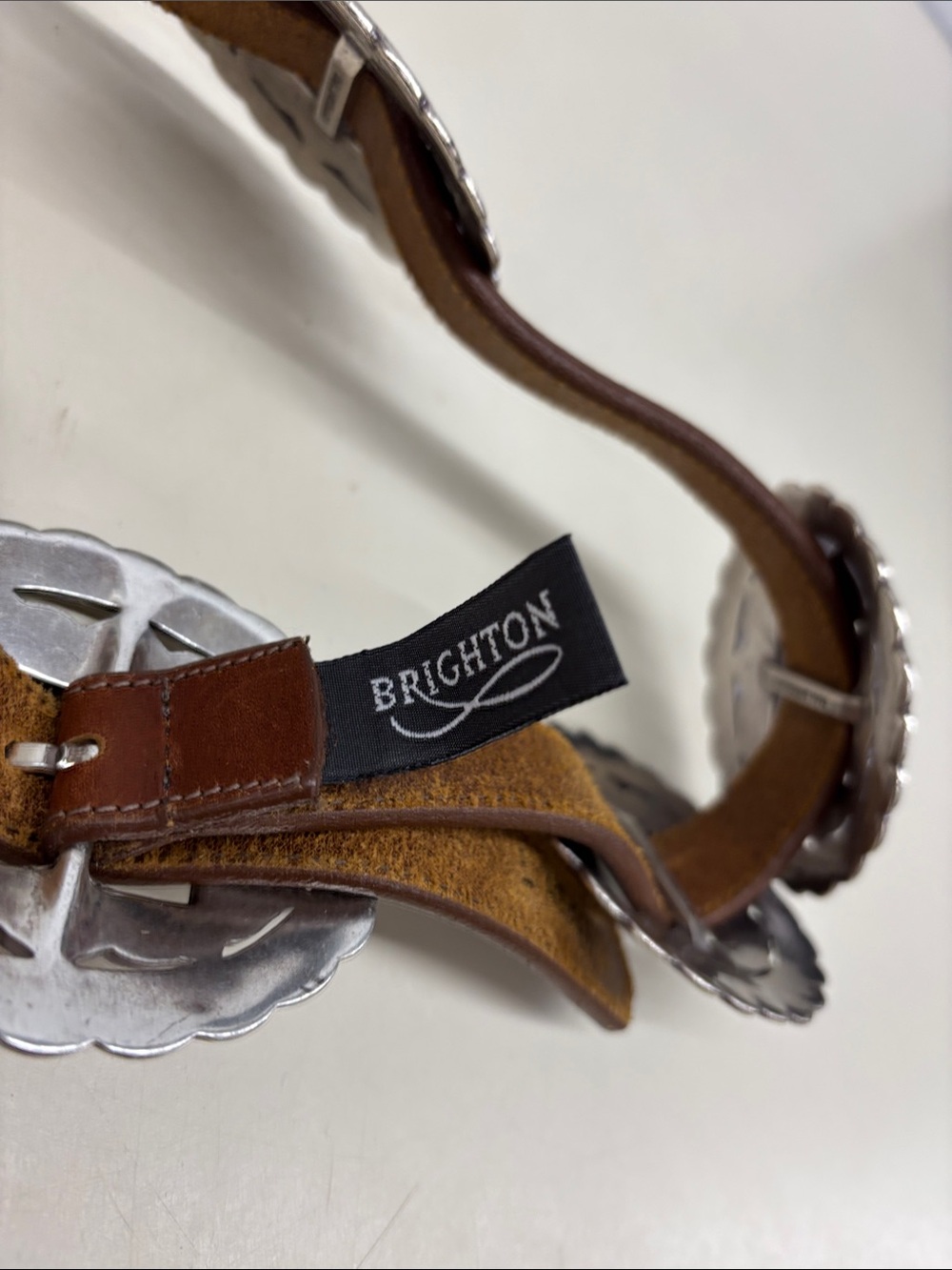 Brighton Women’s Brown Leather Sunflower Concho Belt - Picture 2 of 10